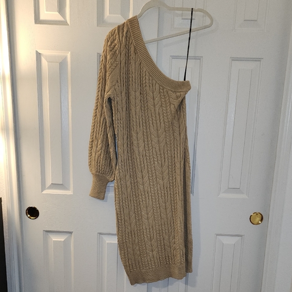 Forever 21 Tan Cable Knit One Shoulder Dress NWT Size 0X - Picture 1 of 4